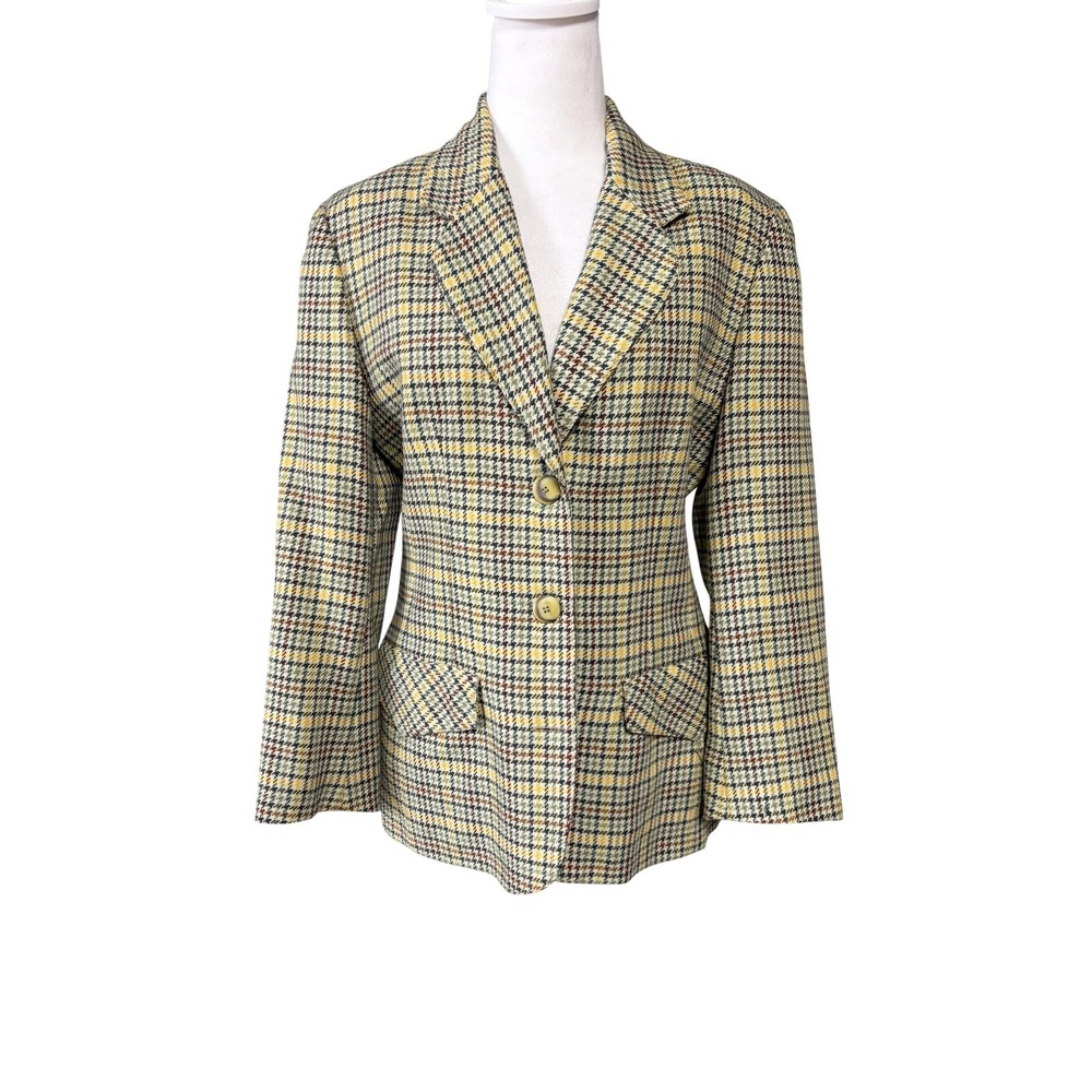 Raptus Milano Blazer Womens 42 Multicolor Wool Houndstooth Tweed Jacket Italy